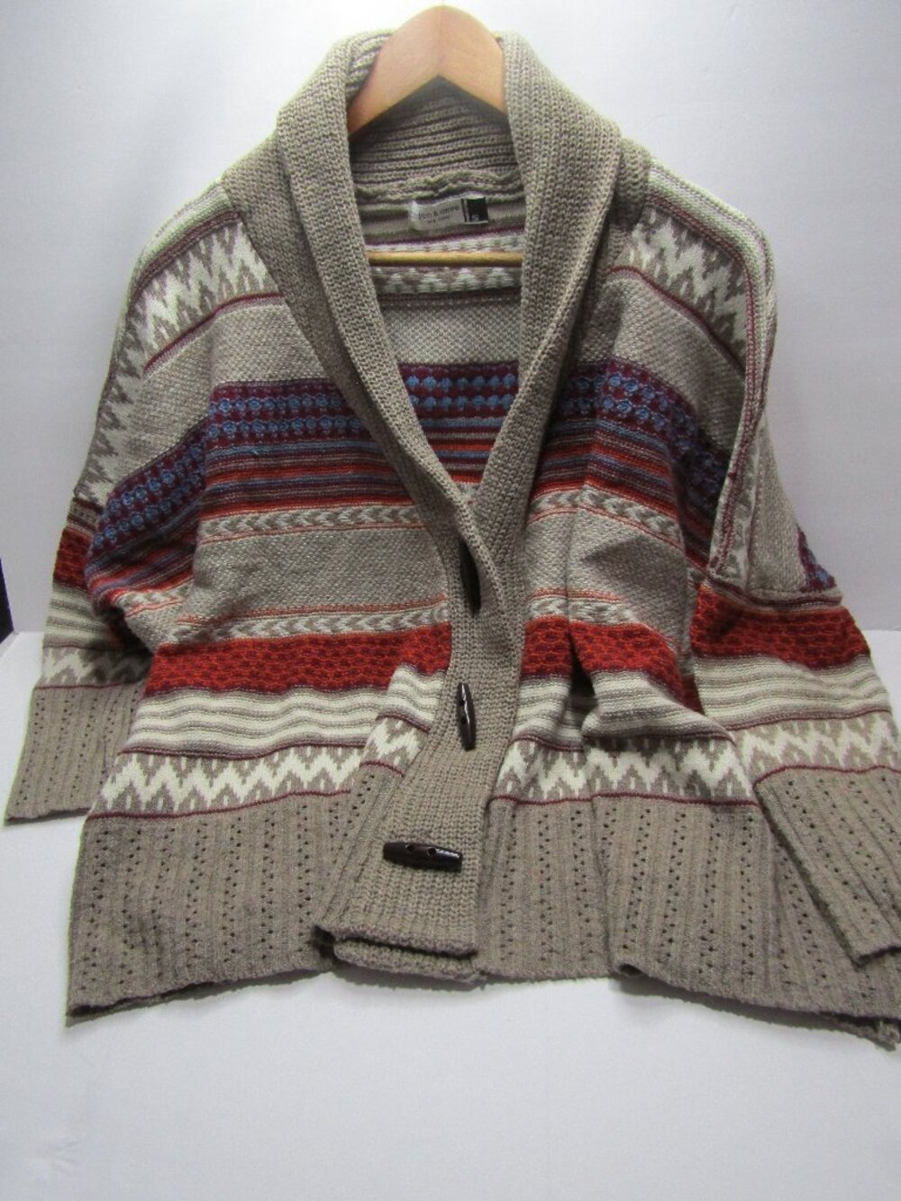 Jon & Anna Small Shawl Collar Fair Isle Cardigan Sweater